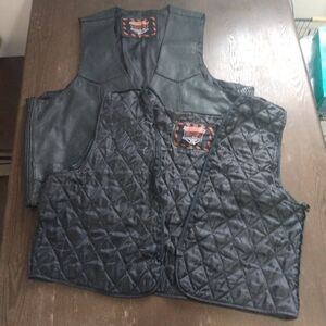 Men's Interstate Leather Biker Vest W/Quilted Liner Size XL/XXL
